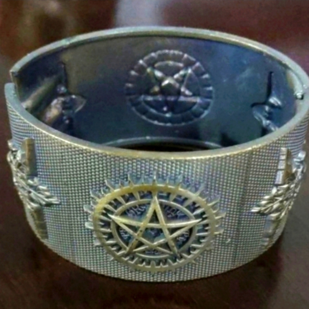 Tetragrammaton Crest Design Cuff Bracelet